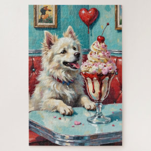 American Eskimo Dog Valentinstag Herz Sundae Puzzle
