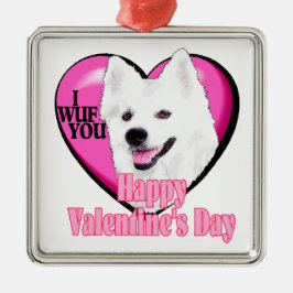 American Eskimo Dog Valentinstag Silbernes Ornament