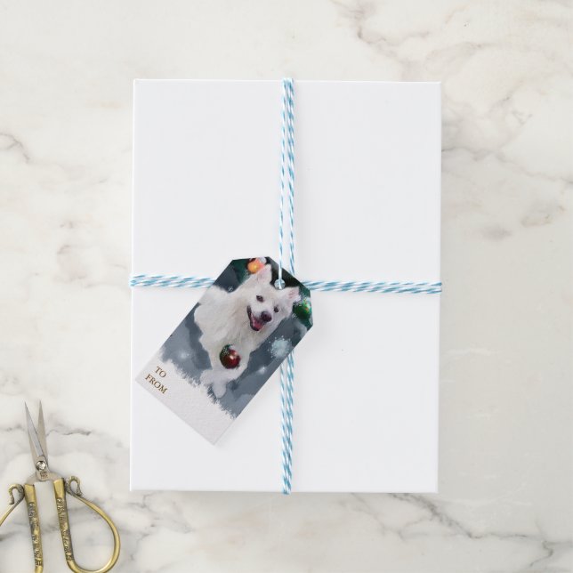 American Eskimo Dog Weihnachten Geschenkanhänger (Mit Garn)