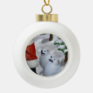 American Eskimo Dog Weihnachten Keramik Kugel-Ornament