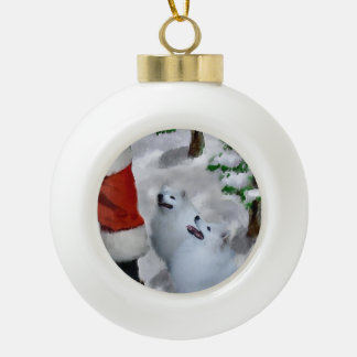 American Eskimo Dog Weihnachten Keramik Kugel-Ornament