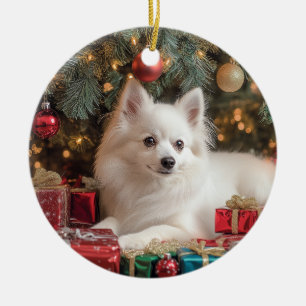 American Eskimo Dog Weihnachten Keramik Ornament