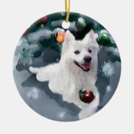 American Eskimo Dog Weihnachten Keramikornament