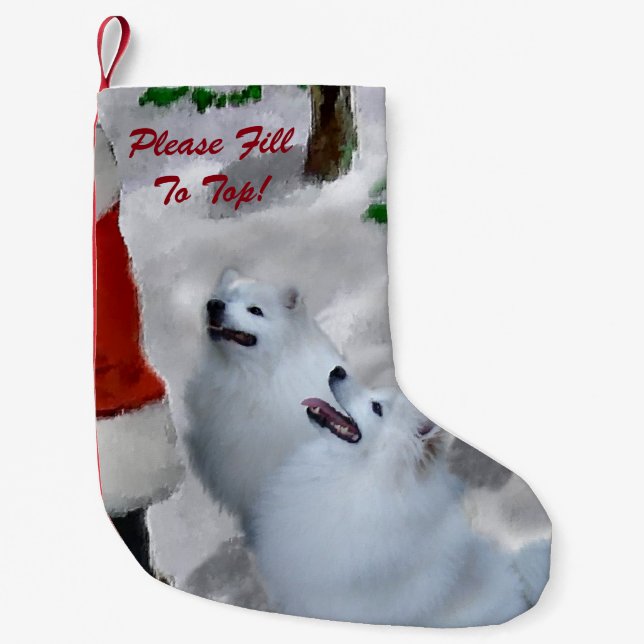 American Eskimo Dog Weihnachten Kleiner Weihnachtsstrumpf (Vorderseite)
