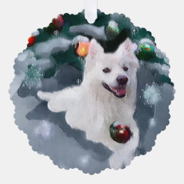 American Eskimo Dog Weihnachten Ornament Karte