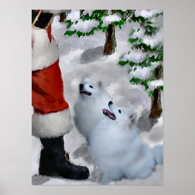 American Eskimo Dog Weihnachten Poster (Vorne)