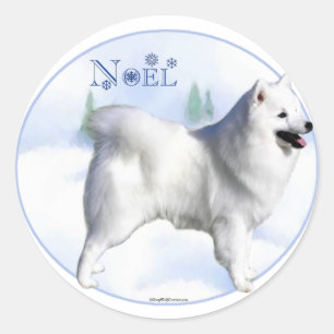 American Eskimo Dog Weihnachten Runder Aufkleber
