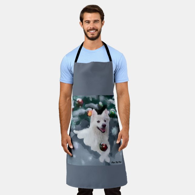 American Eskimo Dog Weihnachten Schürze (Getragen)