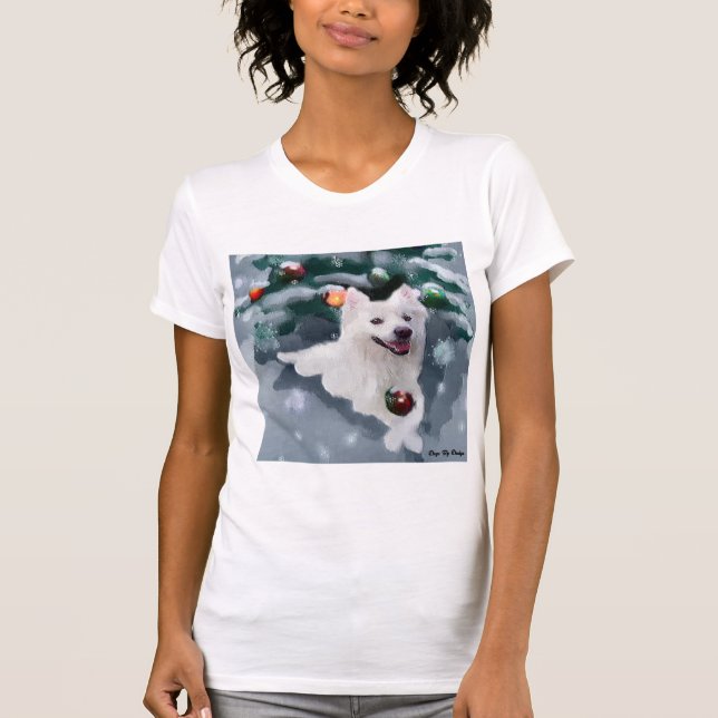 American Eskimo Dog Weihnachten T-Shirt (Vorderseite)