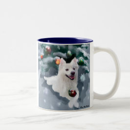 American Eskimo Dog Weihnachten Zweifarbige Tasse