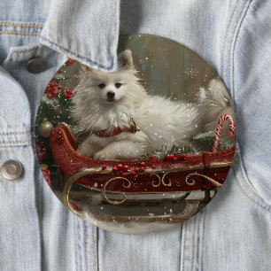 American Eskimo Dog Weihnachtsfest Button