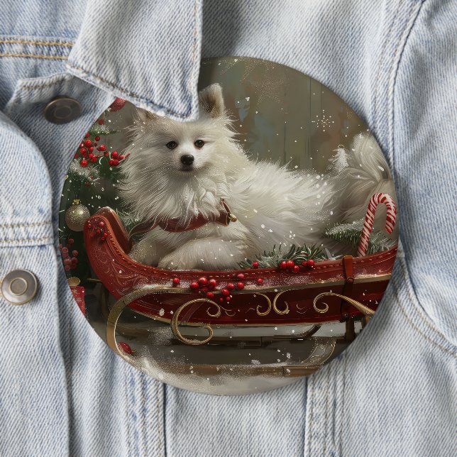 American Eskimo Dog Weihnachtsfest Button (Beispiel)