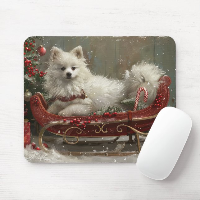 American Eskimo Dog Weihnachtsfest Mousepad (Mit Mouse)