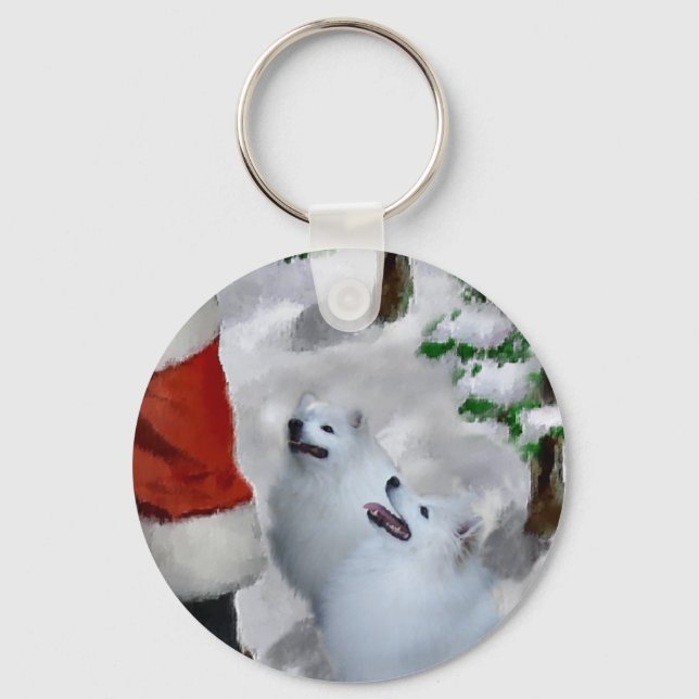 American Eskimo Dog Weihnachtsgeschenke Schlüsselanhänger (Vorderseite)