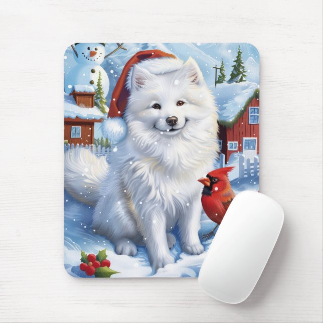 American Eskimo Dog Winter Wunderland Weihnachten Mousepad (Mit Mouse)