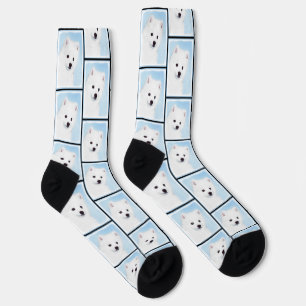 American Eskimo Eskie Puppy Painting Niedliche Dog Socken