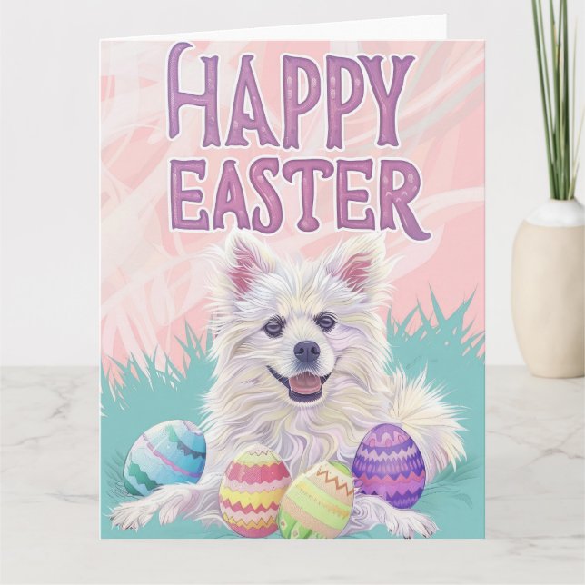 American Eskimo Foxhound Happy Oaster Karte (Vorderseite)