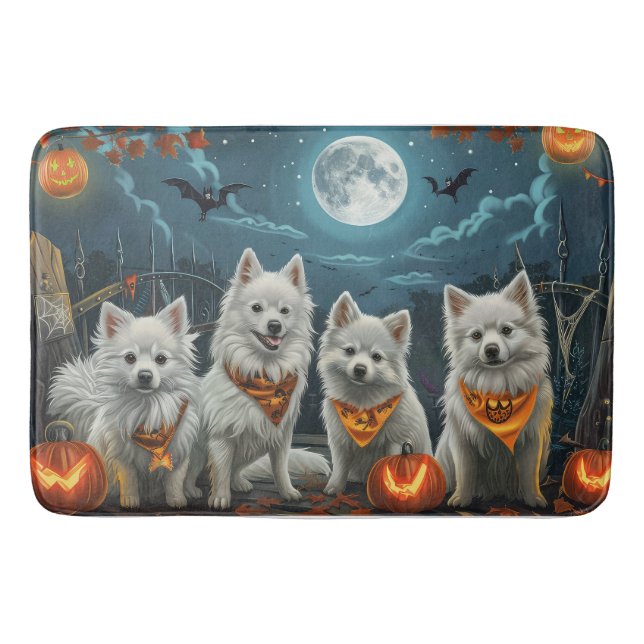 American Eskimo Halloween Spooky Badematte (Vorderseite)
