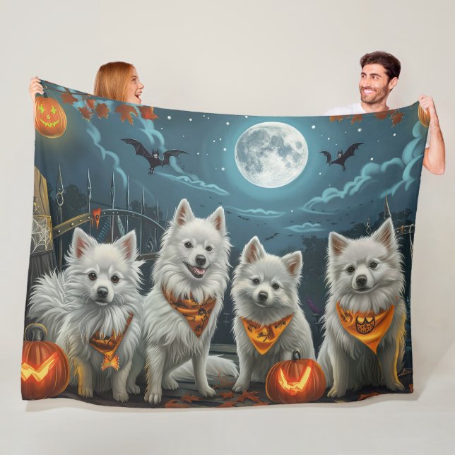 American Eskimo Halloween Spooky Fleecedecke (Beispiel)