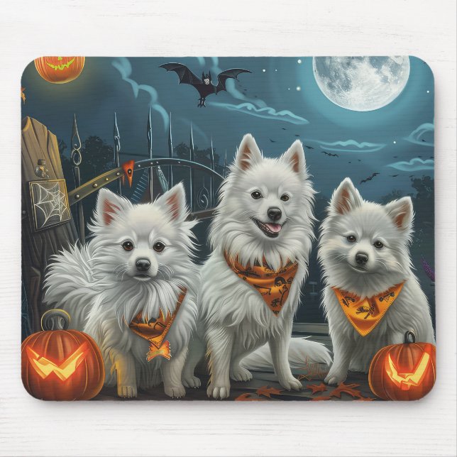 American Eskimo Halloween Spooky Mousepad (Vorne)