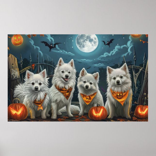 American Eskimo Halloween Spooky Poster (Vorne)