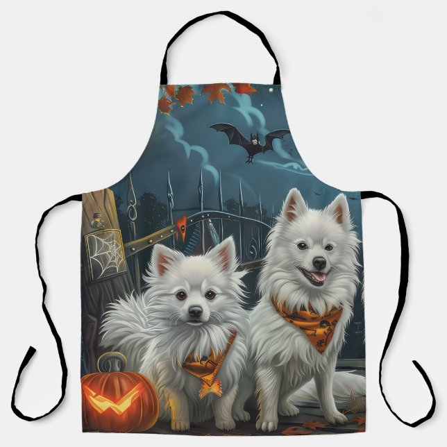 American Eskimo Halloween Spooky Schürze (Vorderseite)
