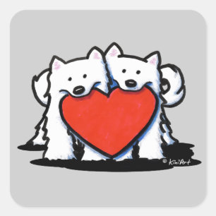 American Eskimo Heartfelt Duo Square Sticker