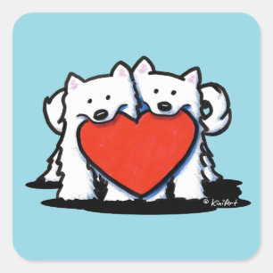 American Eskimo Heartfelt Duo Square Sticker