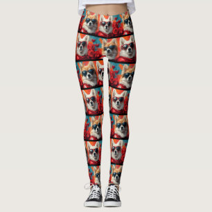American Eskimo Herz Rosen Valentinstag Leggings