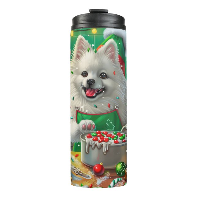 American Eskimo Holiday Baking: Festliche Weihnach Thermosbecher (Vorderseite)