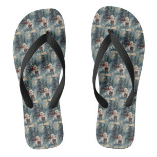 American Eskimo Hund fährt Motorrad Weihnachten Flip Flops