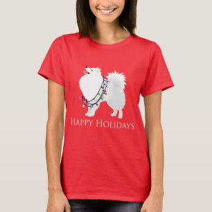 American Eskimo Hund Happy Holidays Design T-Shirt