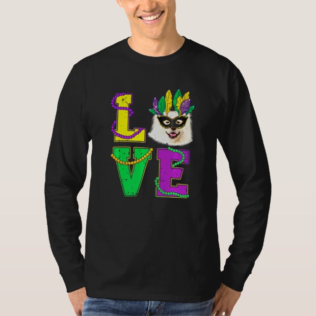 American Eskimo Hund I Liebe Welpe Mardi Gras Men  T-Shirt (Vorderseite)