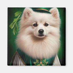 American Eskimo Hund in St. Patrick's Day Dress Magnet