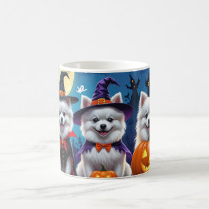 American Eskimo Hunde Pumpkin Halloween Funny Kaffeetasse