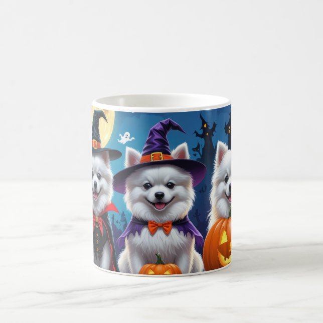 American Eskimo Hunde Pumpkin Halloween Funny Kaffeetasse (Mittel)