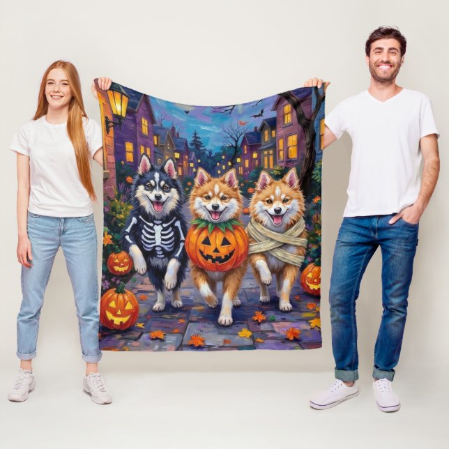 American Eskimo Hunde Trick-or-Treating Halloween Fleecedecke (Beispiel)