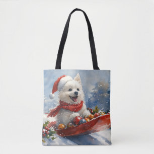 American Eskimo in Sledge Let it Snow Christmas