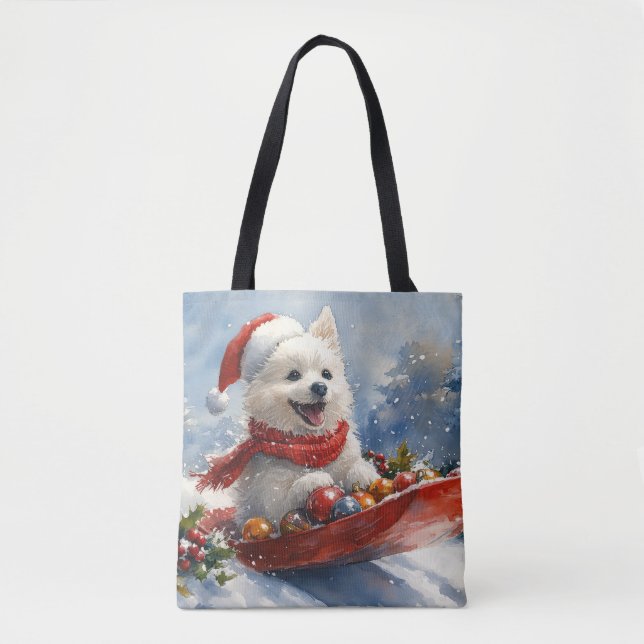 American Eskimo in Sledge Let it Snow Christmas (Vorderseite)
