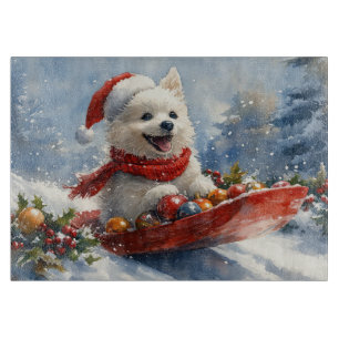 American Eskimo in Sledge Let it Snow Christmas Schneidebrett