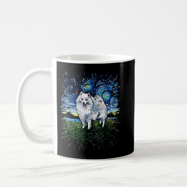 American Eskimo Japanese Spitz Starry Night Dog Ar Kaffeetasse (Links)