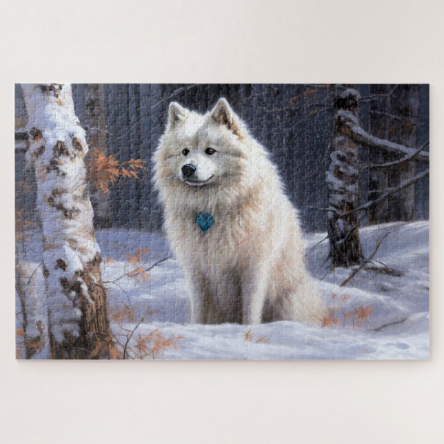 American Eskimo Let It Snow Weihnachten Puzzle (Horizontal)