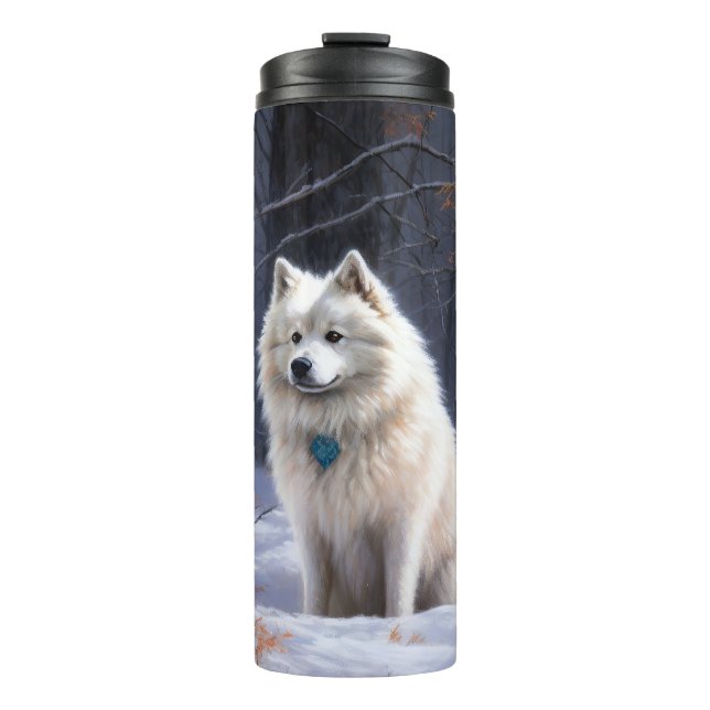 American Eskimo Let It Snow Weihnachten Thermosbecher (Vorderseite)