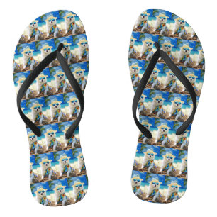 American Eskimo on Beach, Sommergeschenk für Hunde Flip Flops