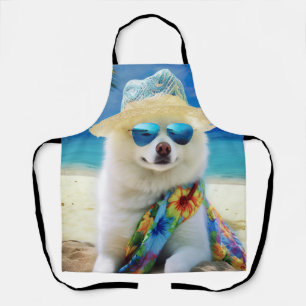 American Eskimo on Beach, Sommergeschenk für Hunde Schürze