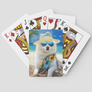 American Eskimo on Beach, Sommergeschenk für Hunde Spielkarten