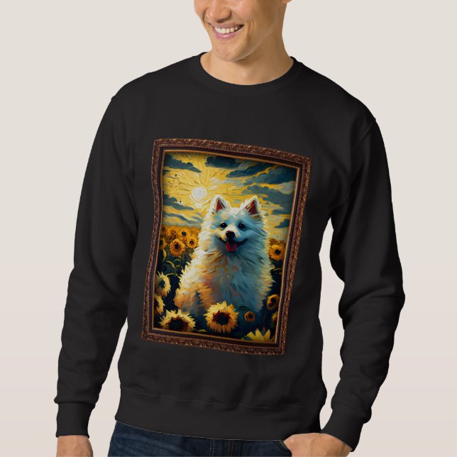 American Eskimo Painting Sunflower Flower Mom Wome Sweatshirt (Vorderseite)
