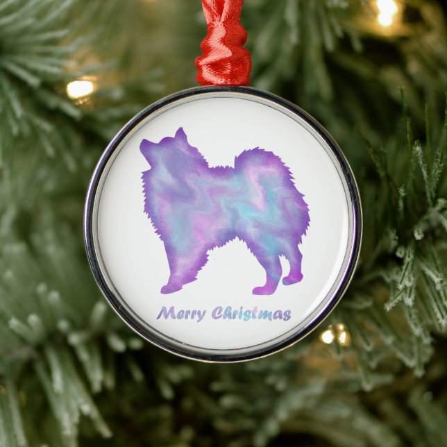 American Eskimo Purple Ornament Aus Metall (Baum)