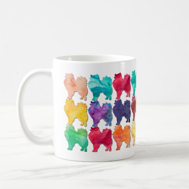 American Eskimo Rainbow Watercolor Design Kaffeetasse (Links)
