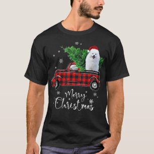 American Eskimo Red Truck Weihnachtslustiger Hund  T-Shirt